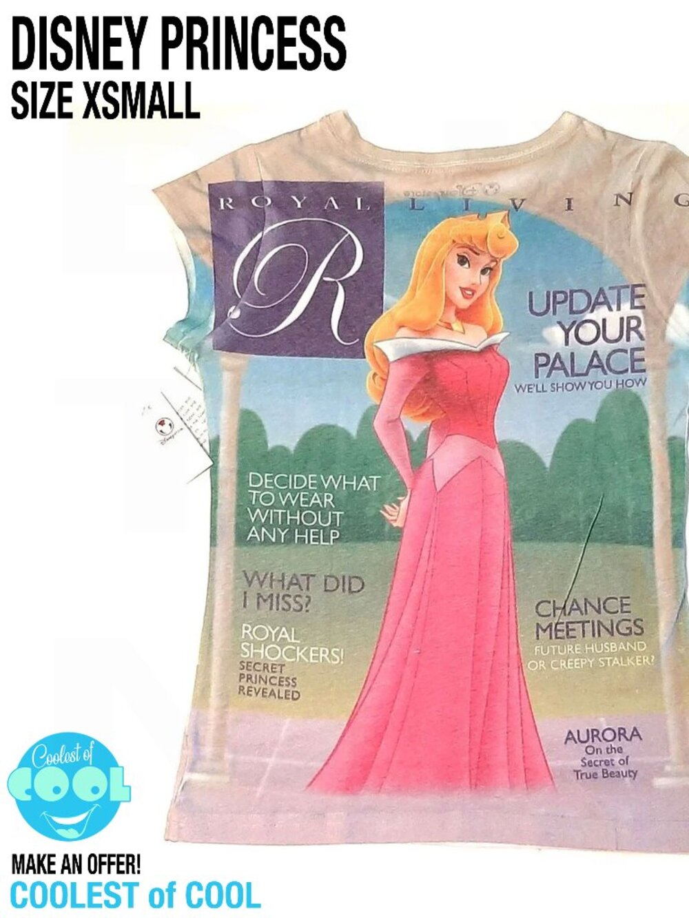 Disney Store Princess Aurora Royal Living ladies Xsmall All over print shirt new
